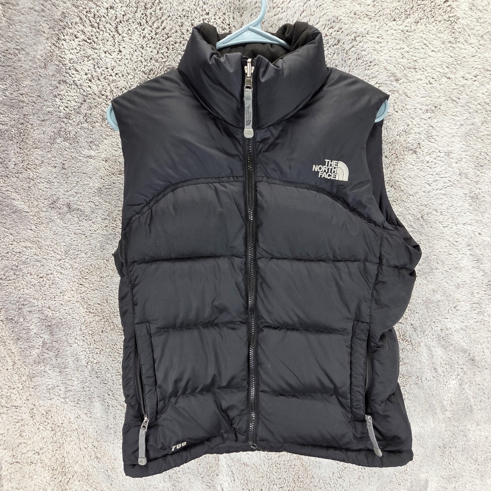 The North Face Vest Womens S Black 700 Down Puffer Full Zip Packable Warm Logo